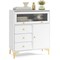 Grey Engineered Wood Cabinet with Tempered Glass Door, 3 Drawers and Adjustable Shelf